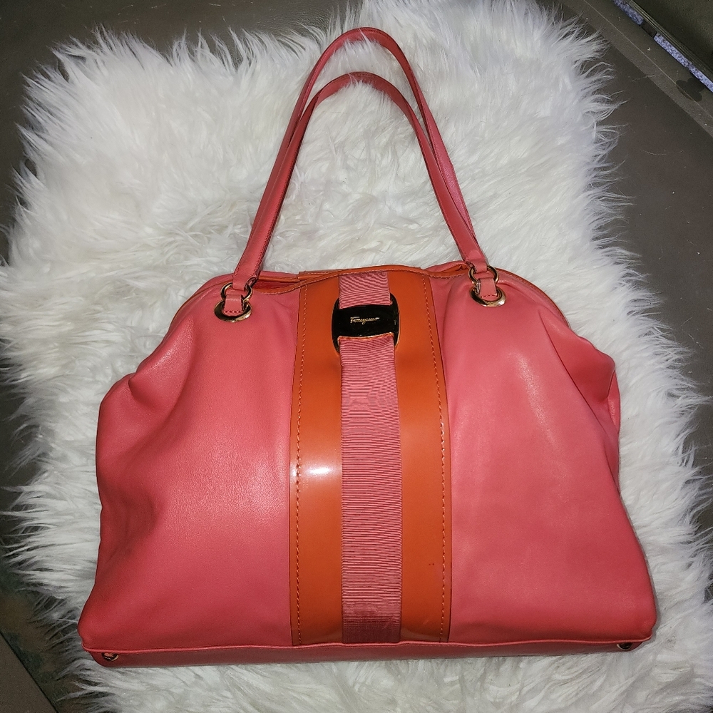 Salvatore Ferragamo Pink/Orange Vintage Tote